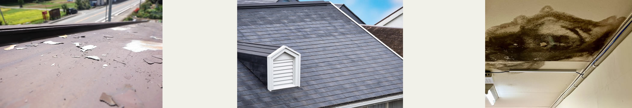 ◇塗膜のはがれ・さび (トタン屋根)　◇色あせ (スレート屋根)　◇かび